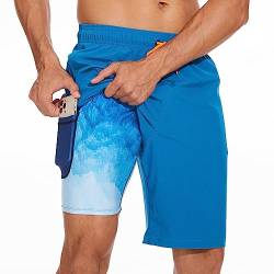 Arcweg Badehose für Herren mit Kompression Badeshorts 2 in 1 Schnelltrocknend lässige 5.5" Schwimmhose Strandshorts mit Reißverschlusstasche S - XXL M(EU) von Arcweg