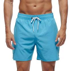 Arcweg Badehose für Herren mit Reißverschlusstasche Atmungsaktiv Wasserabweisend Badeshorts Männer Trainingsshorts Elastisch Verstellbar Mit Tunnelzug Meshfutter Hellblau XL(EU) von Arcweg