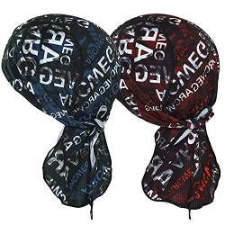 Arcweg Bandana Cap Laufmütze Atmungsaktiv Schnelltrocknend Kopftuch Pirat Kappe UV Schutz mit verstellbar Band Radsport Fahrrad Kopfbedeckung Sommermütze Schweißabsorbierend UPF 50+ (Blue+Red) von Arcweg