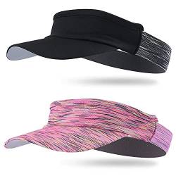 Arcweg Visor Elastisch Sonnenschild Mit Frottee Stirnband Tragbar Schweißaufnehmbar Sonnenhut Visor Hat Sport Cap Schirm für Tennis Running Golf Wandern (Schwarz+Rot, One Size) von Arcweg