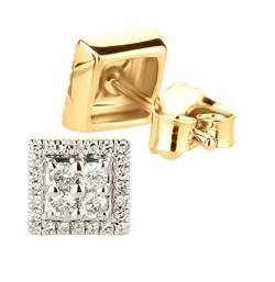 Ardeo Aurum Damen Ohrringe-Ohrstecker aus 375 Gold Gelbgold mit 0,23 ct Diamant Brillant Quadrat-eckig Solitär von Ardeo Aurum