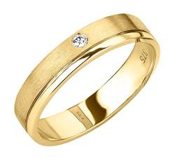 Ardeo Aurum Damenring Trauring 375 Gold Gelbgold 0,02 ct Diamant Brillant 4 mm Breite Ehering Verlobungsring Modell 187 Größe 50 von Ardeo Aurum