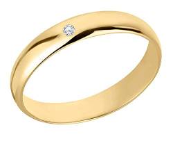 Ardeo Aurum Damenring Trauring aus 375 Gold mit 0,02 ct Diamant Brillant 4 mm Breite massiv Ehering Größe 50 von Ardeo Aurum