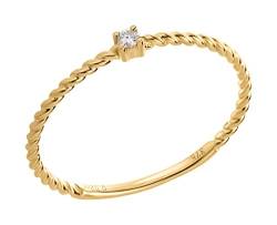 Ardeo Aurum Damenring aus 375 Gold Gelbgold mit 0,02 ct Diamant Brillant Solitär-Ring Vorsteckring Stapelring von Ardeo Aurum