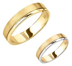 Ardeo Aurum Trauring Unisex Herrenring Damenring aus 375 Gold Bicolor Gelbgold-Weißgold in 5 mm Breite massiv Ehering Verlobungsring Modell 187 Größe 66 von Ardeo Aurum