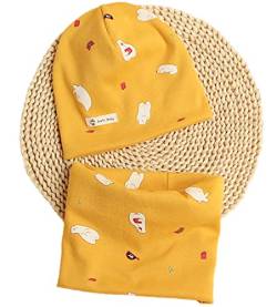 Areti Baby Strickmütze + Loop Schal Set, Baumwollmütze Weich Kinder Beanie Mütze Nackenwärmer Halsbänder Halstuch Herbst Winter Kleinkind Hut und Kragen Schals von Areti Baby