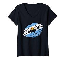 Damen Argentinien Flagge T-Shirt mit V-Ausschnitt von Argentinien Geschenke