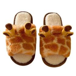 Argumub Giraffe Slippers for Women, Cute 3D Cartoon Fluffy Winter Warm Women House Animal Indoor Slippers (Orange, Erwachsene, Damen, 38, Numerisch (von/bis), EU Schuhgrößensystem, 39, M) von Argumub