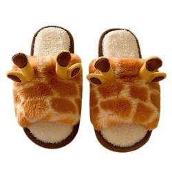 Argumub Giraffe Slippers for Women, Cute 3D Cartoon Fluffy Winter Warm Women House Animal Indoor Slippers (Orange, Erwachsene, Damen, 40, Numerisch (von/bis), EU Schuhgrößensystem, 41, M) von Argumub
