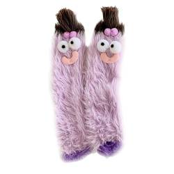 Argumub Warme, gemütliche, flauschige Cartoon-Monster-Socken, flauschige Tiersocken, Winter-Kawaii-lustige Eltern-Kind-Schlafsocken (Lila) von Argumub