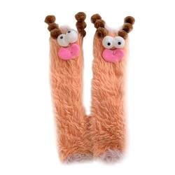 Argumub Warme, gemütliche, flauschige Cartoon-Monster-Socken, flauschige Tiersocken, Winter-Kawaii-lustige Eltern-Kind-Schlafsocken (Orange) von Argumub