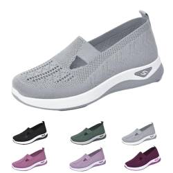 Argumub Women's Woven Orthopedic Breathable Soft Shoes, Go-Walking-Slip-on-Schaumstoffschuhe, Lässige, Bequeme Turnschuhe (Grau, Erwachsene, 36, Numerisch, EU Schuhgrößensystem, M) von Argumub