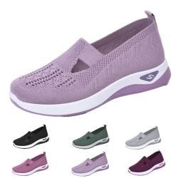 Argumub Women's Woven Orthopedic Breathable Soft Shoes, Go-Walking-Slip-on-Schaumstoffschuhe, Lässige, Bequeme Turnschuhe (Hellviolett, Erwachsene, 40, Numerisch, EU Schuhgrößensystem, M) von Argumub