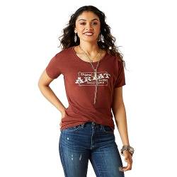 Ariat Damen Denim Label T Hemd, Rost Heather, Mittel von Ariat