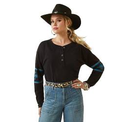 Ariat Damen Relaxed Henley Top Hemd, Verwaschenes Schwarz, X-Groß von Ariat