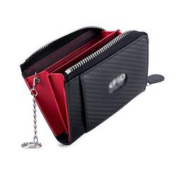 ArinkO Fashion Schlüsselanhänger-Geldbörse: Stilvolle Leder-Geldbörse mit Zwei Fächern für Damen-Essentials, kompakte Business-Tasche für Herrenkarten von ArinkO