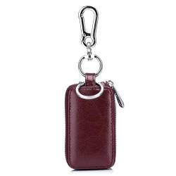ArinkO Geldbörse aus Rindsleder mit doppelter Reißverschlusstasche und transparenter, sichtbarer Schlüsselbundtasche für Damen – ideal für den privaten und geschäftlichen Gebrauch von ArinkO