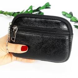 ArinkO Modische Damen-Mini-Geldbörse mit Reißverschluss und Schlüsselbundverschluss – kompakte Leder-Clutch für Karten, Münzen und Schlüssel von ArinkO