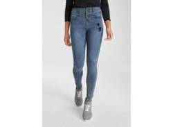 Skinny-fit-Jeans ARIZONA "Ultra Stretch" Gr. 50, N-Gr, blau (blue, used) Damen Jeans Röhrenjeans High Waist von Arizona