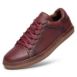 Herren Mode Leder Sneaker Rot Casual Oxford Walking Schuhe für Herren, Rot (105), 42.5 EU von Arkbird