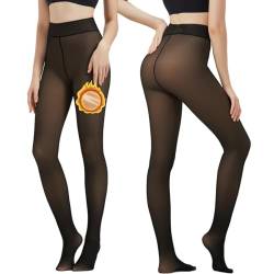 Arkim Strumpfhosen Damen Winter(S/M/L) Thermo Strumpfhose Damen 1 Nahtlinie im Schritt Echt Transluzent Gefütterte Strumpfhose Pantyhose Thermo Leggings Damen(Schwarz-fleecefutter,S) von Arkim