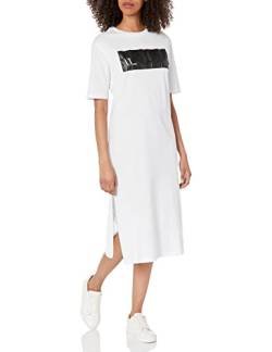 A|X ARMANI EXCHANGE Damen Ax Beats Logo-Block Midi-T-Shirt Lässiges Kleid, Optical White, Mittel von Armani Exchange