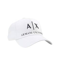A|X ARMANI EXCHANGE Herren Corporate Logo Hut Baseballkappe, Weiß/Marineblau, Einheitsgröße von Armani Exchange