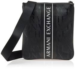 A｜X ARMANI EXCHANGE Herren Flache durchgehendem Logo Umhängetasche, Schwarz/Schwarz – Schwarz/Schwarz von Armani Exchange