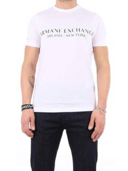 A｜X ARMANI EXCHANGE Herren Short Sleeve Milan New York Logo Crew Neck T-Shirt, Weiss/opulenter Garten, XX-Large von Armani Exchange