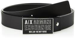 Armani Exchange Casual Bonded Leather, Logo Buckle Belt, Black, One Size von Armani Exchange