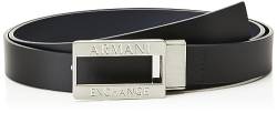 Armani Exchange Casual Leather, Logo Buckle Belt, Navy Black/Blue, One Size von Armani Exchange