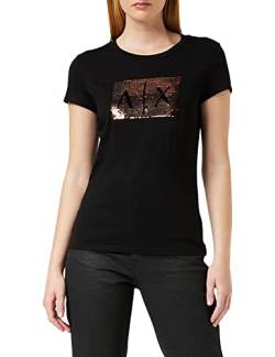 Armani Exchange Damen Basic T-shirt With Logo On Bust T-Shirt, Schwarz, L von Armani Exchange