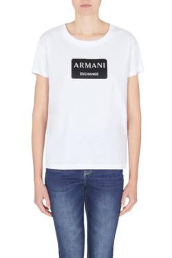 Armani Exchange Damen Boyfriend-Passform, Box-Logo, schöne Nähte. T-Shirt, White, L von Armani Exchange