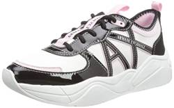 Armani Exchange Damen Cher, Side Logo, Colour Contrasts Sneaker, OP.White+Black+Lilac, 37 EU Schmal von Armani Exchange