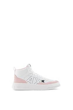 Armani Exchange Damen Comfort Fit, Cow Suede, Side Sewn Logo Sneaker, White Rose, 35.5 EU von Armani Exchange