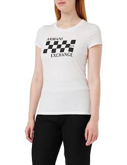 Armani Exchange Damen Cotton Jersey Crew Neck Racing Fitted Tee T-Shirt, Weiß, S EU von Armani Exchange
