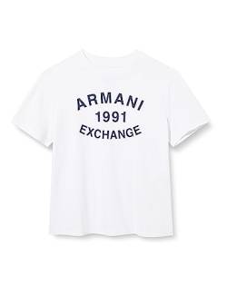 Armani Exchange Damen Cotton Jersey Logo 1991 Crew Neck Fitted Tee T-Shirt, Weiß, M EU von Armani Exchange