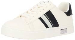 Armani Exchange Damen Cup Sole Mina, Back tab with and Metal Logo Detail on Side Sneaker, Off White+Black, 38 EU von Armani Exchange