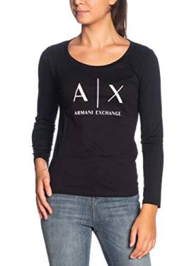 Armani Exchange Damen Logo Ls T-Shirt, Schwarz, XS von Armani Exchange