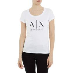 Armani Exchange Damen Logo Ss T-Shirt, Weiß, L von Armani Exchange