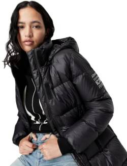 Armani Exchange Damen Long Down, Side Patch Logo Down Coat, Black Icon, S von Armani Exchange