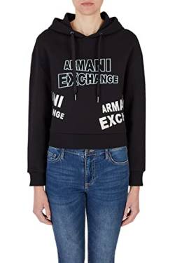 Armani Exchange Damen Nachhaltig, Hoodie, großes Frontlogo Hooded Sweatshirt, Black, XL von Armani Exchange