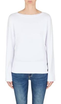 Armani Exchange Damen Nachhaltig, Logoplatte auf der Rückseite, seitliche Metallknöpfe Polo Sweater, Optic. White, XL von Armani Exchange