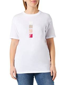 Armani Exchange Damen Nachhaltiges, quadratisches Logo auf der Vorderseite. T-Shirt, White, L von Armani Exchange