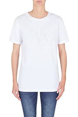 Armani Exchange Damen Rolled Up Fit, Tone On Tone Logo T Shirt, Weiß, S EU von Armani Exchange
