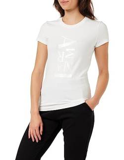 Armani Exchange Damen Slim Fit, großer Logo-Print T-Shirt, White, XXL von Armani Exchange