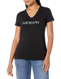 Armani Exchange Damen Stretch Cotton V Neck Logo Tee T-Shirt, Schwarz, S EU von Armani Exchange