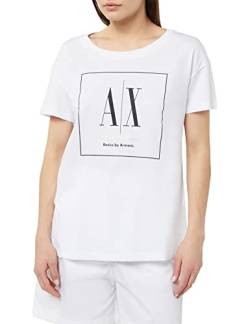 Armani Exchange Damen Sustainable Boyfriend Fit, Maxi Logo Print T Shirt, Weiß, S EU von Armani Exchange