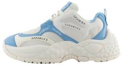 Armani Exchange Damen Vedder, Microsuede clean Essential Look Sneaker, Off White+ Blue, 36 EU von Armani Exchange
