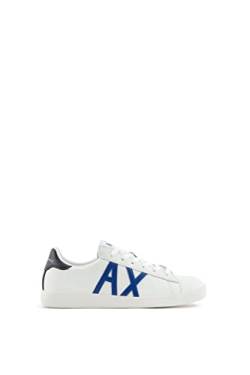 Armani Exchange Herren Contrast Side Logo, Action Leather, lace up Sneaker, White/Bluette, 39.5 EU von Armani Exchange
